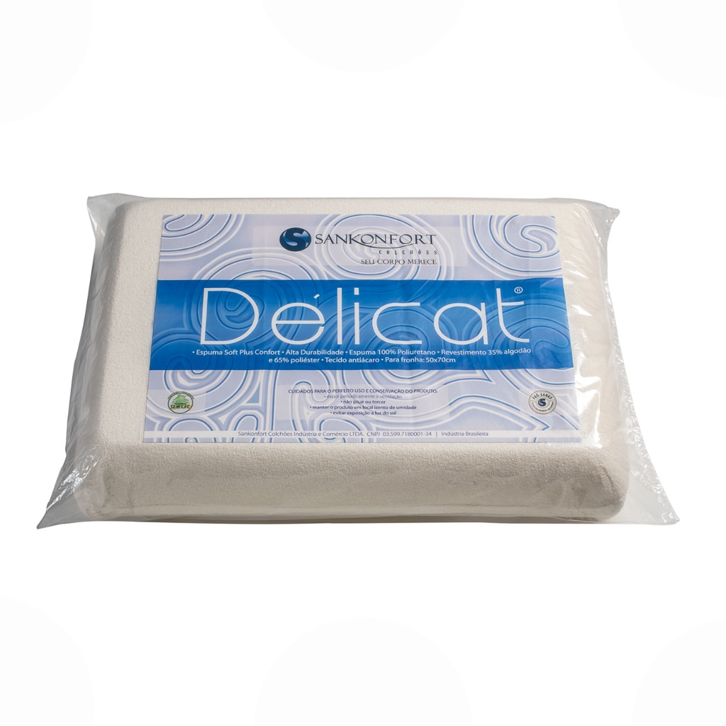 Travesseiro Delicat Sankonfort Espuma Macio Antialérgico Adaptável Ortopédico Sono Tranquilo