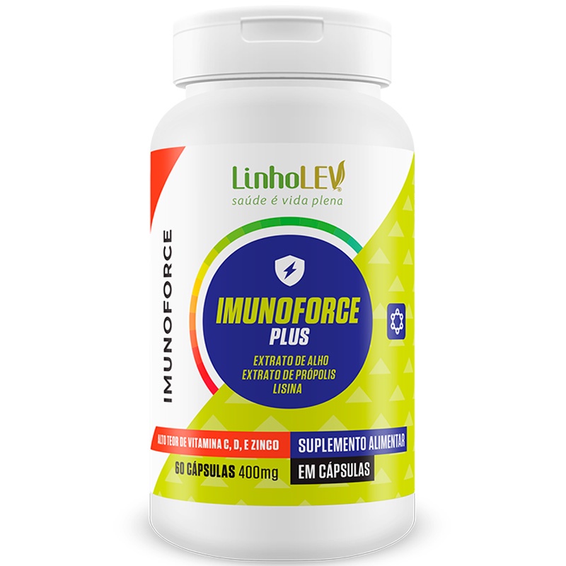 Imunoforce Plus - Lisina + Própolis + Alho + Vitamina C + D + Zinco 60 cápsulas