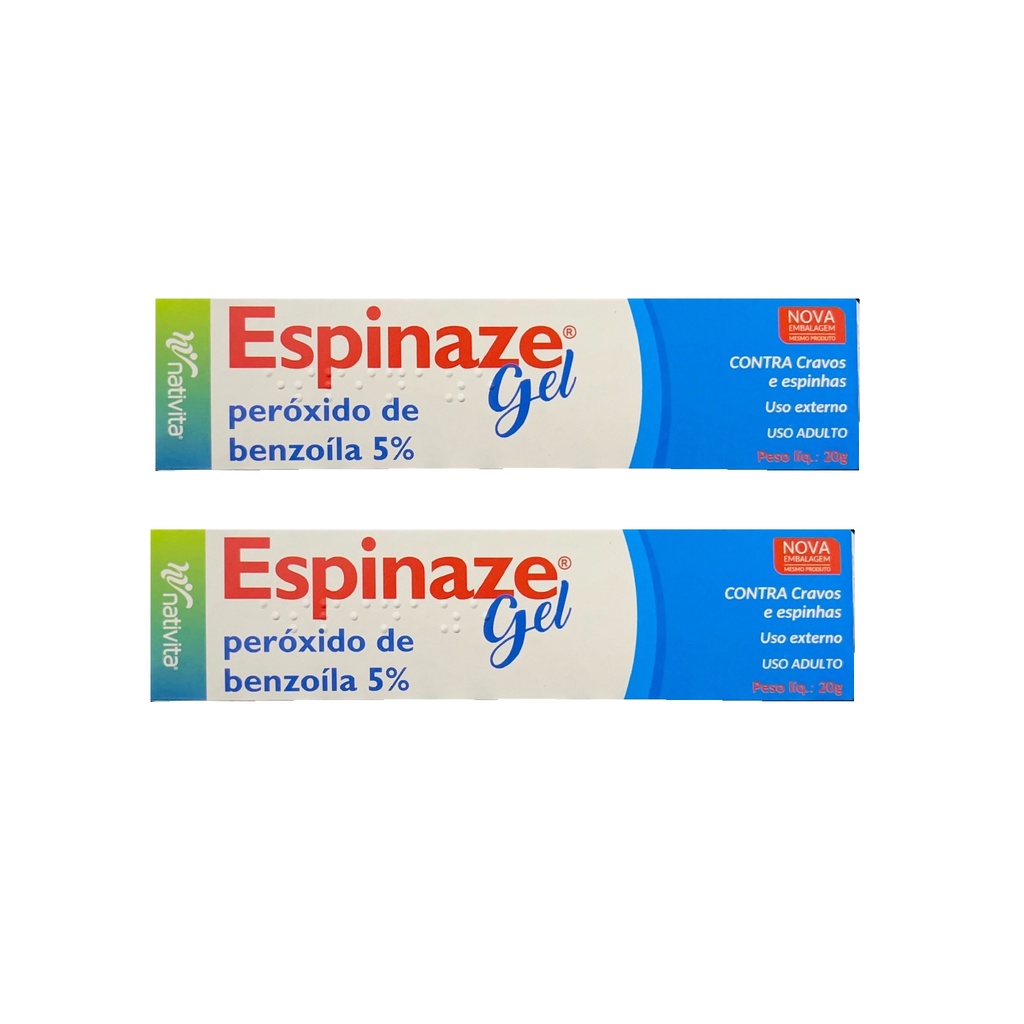 Kit 2x Espinaze gel com Benzoíla 5% 20g Tratamento De Acnes Igual ao Acnezil