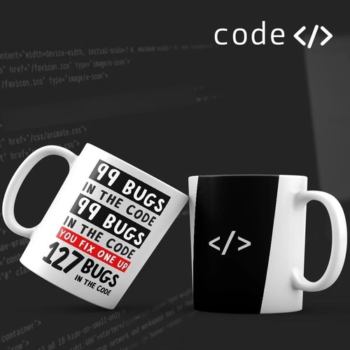 Caneca Erros Debug Programador Cerâmica