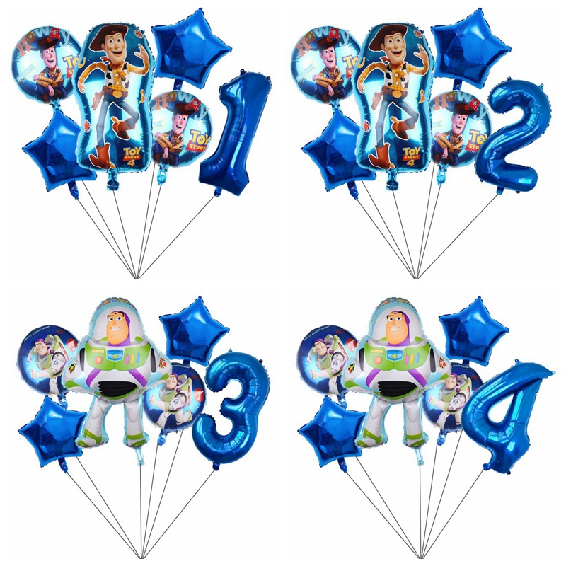 6pcs Toy Story Balão Balões Folha Woody Buzz Lightyear Dos Desenhos Animados Decorações Da Festa De Aniversário Fontes Do Chuveiro De Bebê