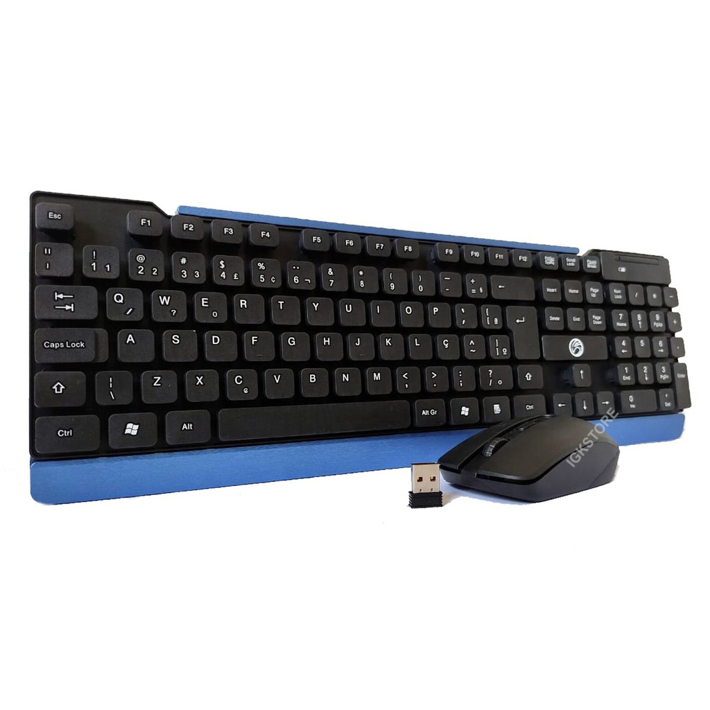 Kit Teclado E Mouse Sem Fio Wireless 2.4ghz Pc Notebook Mac USB Preto