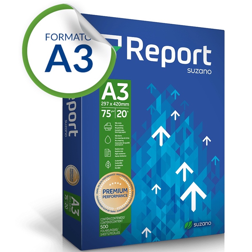 Papel Sulfite A3 75grs 297x420mm Branco 100 - 300 - 500 Folhas Report Cham-ex em Oferta na Shopee