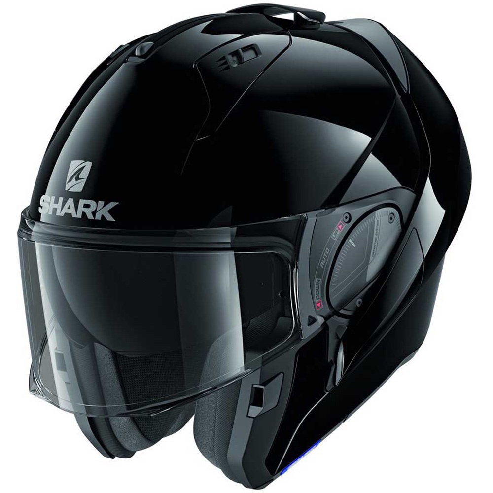 Capacete Escamoteável c/ Óculos Interno Shark Evo ES Blank Blk Preto Brilhante