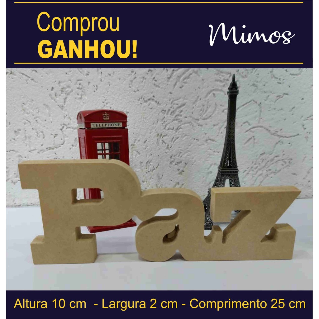 PALAVRA PAZ MDF CRÚ