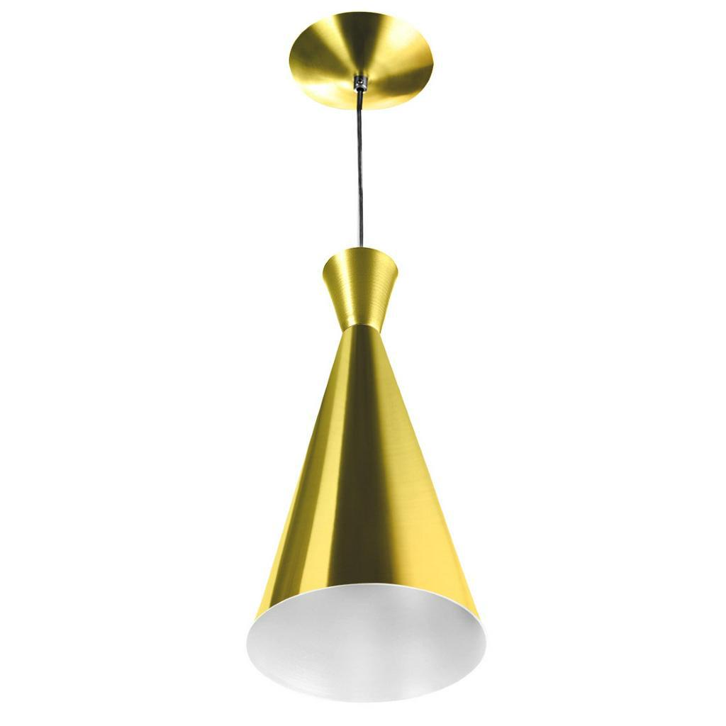 Luminaria Pendente Funil Aluminio Tom Dixon Dourado Metalico