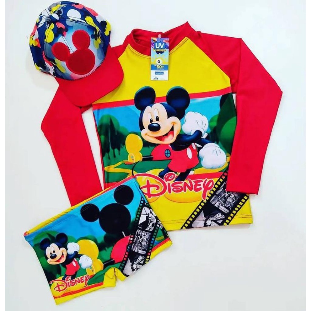 Kit Sunga Infantil + Blusa com Proteção Solar Bebê e Infantil UV50 + Boné Blusa Manga Longa  Masculina Infantil