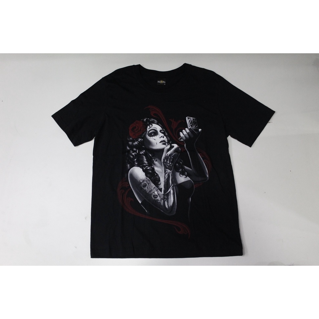 Camiseta Caveira Mexicana Katrina Batom Espelho Blusa Adulto e Plus Size XG Unissex HCD398
