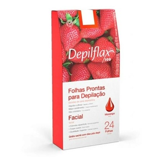 Depilflax Folhas Prontas P/ Depilação Facial Morango C/24 Un.