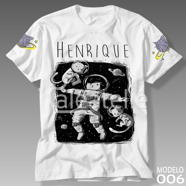 Camisa Gato Galáctico Astro Infantil Adulto Personalizada