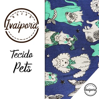 Tecido Tricoline Estampado Pets Cachorros - 1,50m de Largura