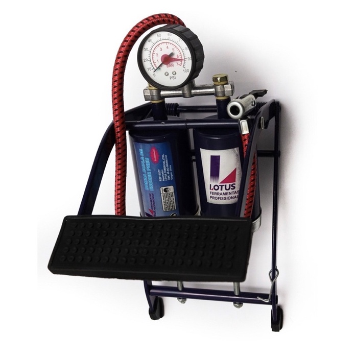 Bomba De Ar Dupla De Encher Pneu Com Pedal Lotus