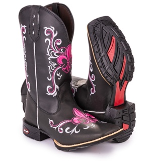 Bota Texana Feminina Country Bico Quadrado Em Couro Dudalina Pink em Oferta na Shopee