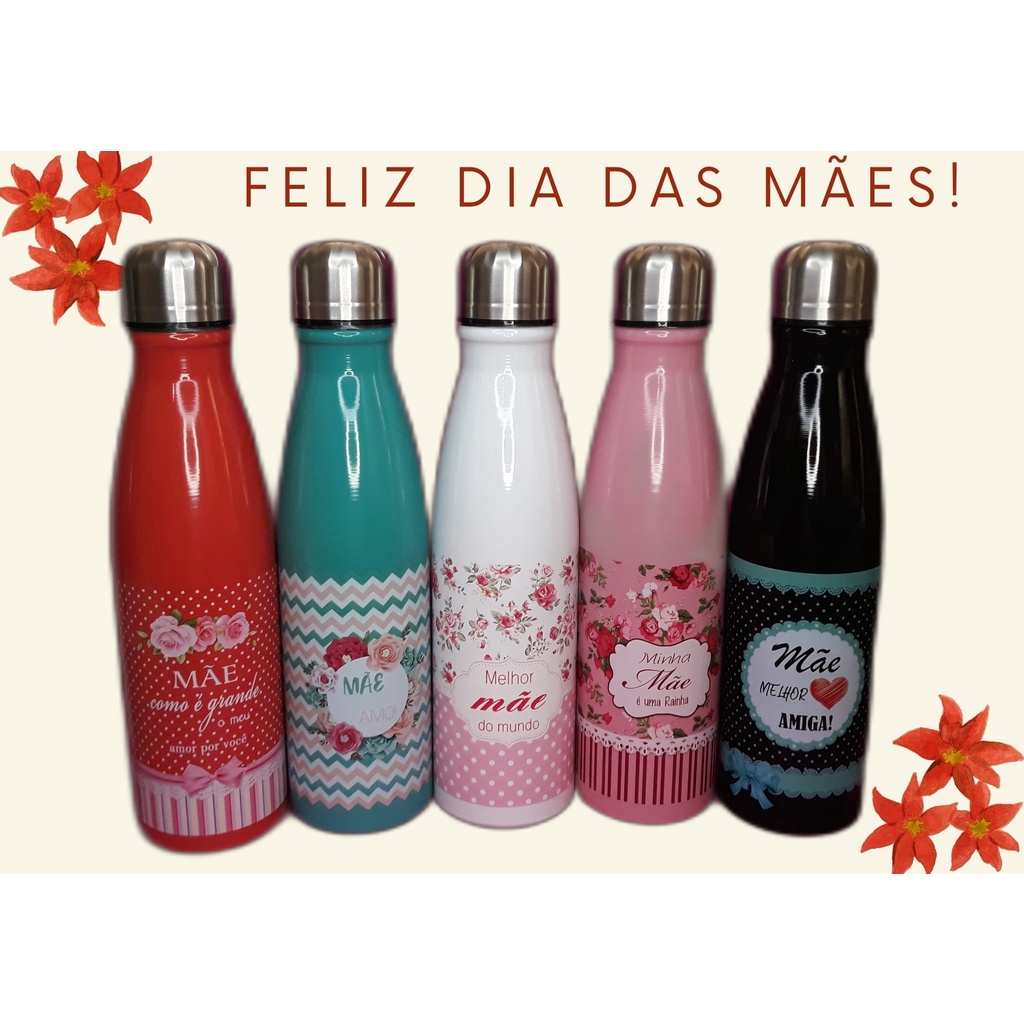 Garrafa Mãe squeeze alumínio 600ml decorada várias estampas para escolher (NÃO É TÉRMICA)