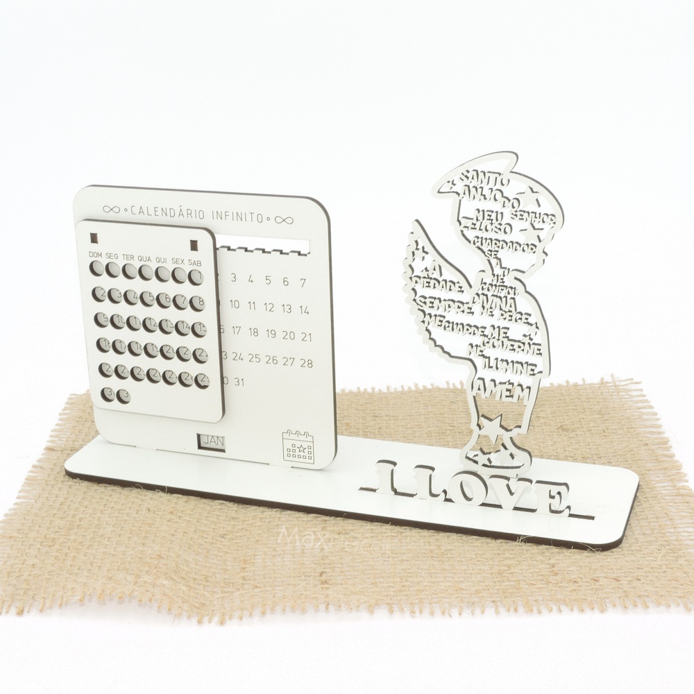 5 Calendário Infinito Personalizado Mdf Branco - Anjinho