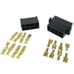 Conjunto Conector 8 Vias Terminais 6,3mm Macho E Fêmea Preto Resistente Reforçado Instalação Rápida