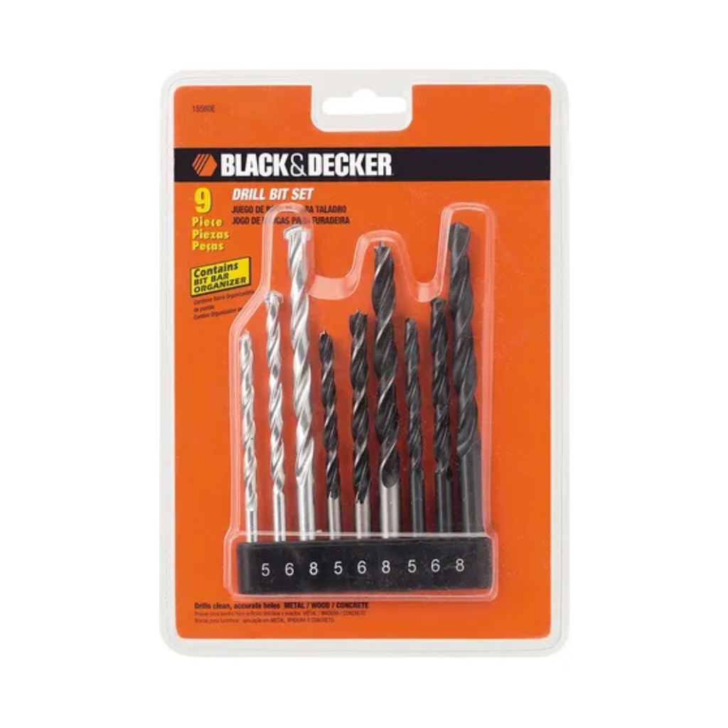 JOGO DE BROCAS COMBINADO 9 PCS 15560EP BLACK DECKER em Oferta na Shopee