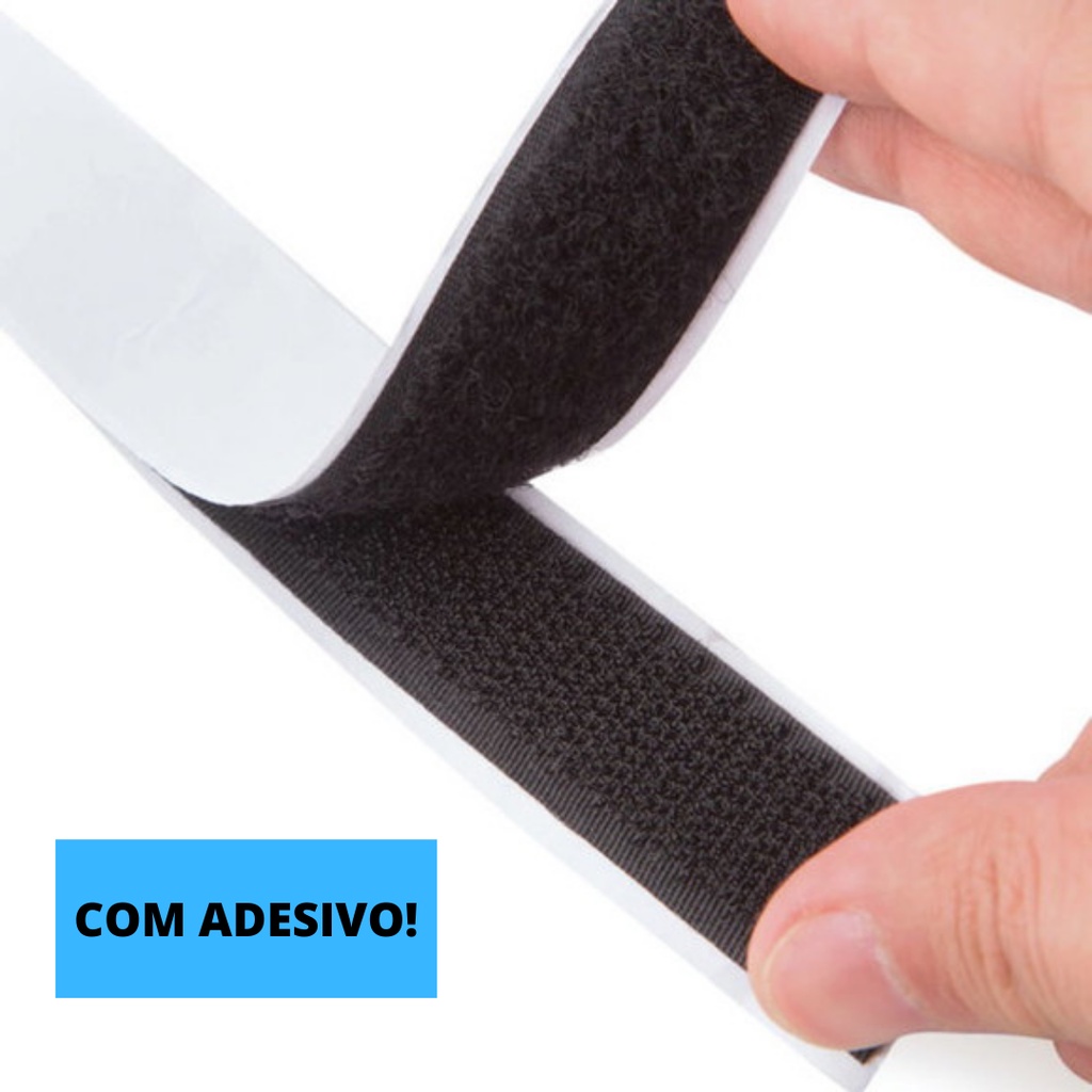 Até 50cm - Fecho de Contato Adesivo Organizador Ultra Forte 20mm Preto Branco 10 a 50cm