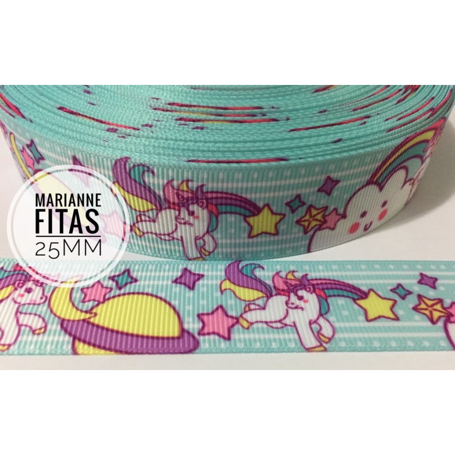 Fita de Gorgurão Personagem Unicórnio Menina Laço Tiara (N5)