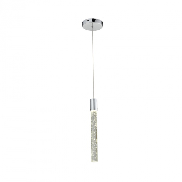 Pendente Tubo Led Austin Cilindrico Cromado de Cristal - Luz Neutra - Hevvy Luxo