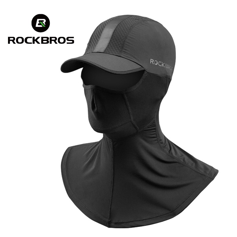 ROCKBROS Bandana De Ciclismo Seda De Gelo Máscara Facial Anti-Pó Cachecol Máscaras De Bicicleta Esportivas UV Com Chapéu