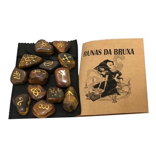 Jogo De Runas Da Bruxa 13 Pedras Olho De Tigre De 1 A 3cm em Oferta na Shopee