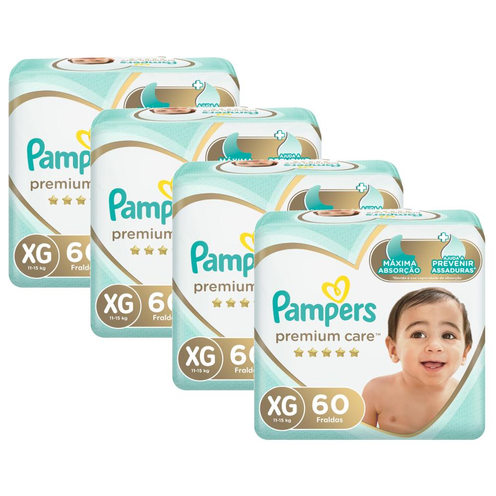 Kit Fralda Pampers Premium Care Jumbo Tamanho XG com 240 unidades em Oferta na Shopee