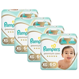 Kit Fralda Pampers Premium Care Jumbo Tamanho XG com 240 unidades