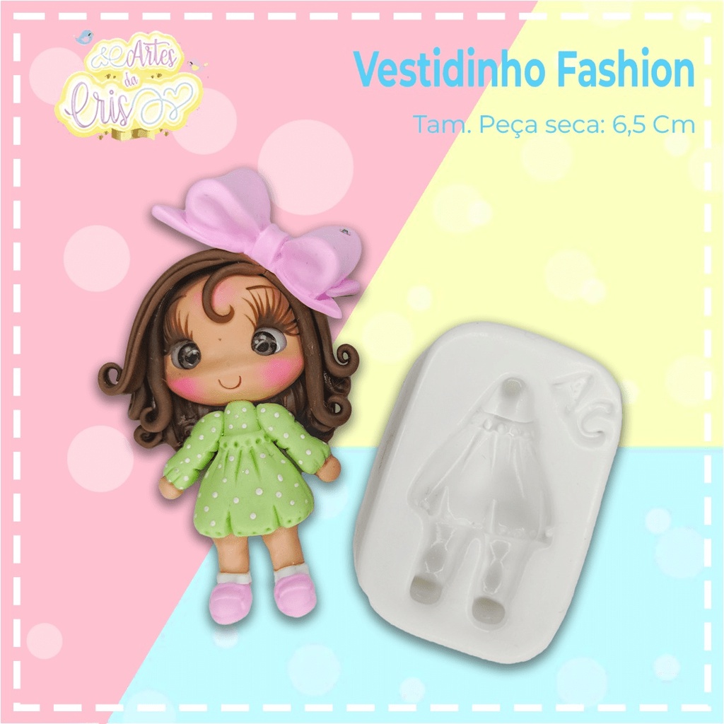 Molde De Silicone Para Biscuit Vestidinho Fashion - Artes Da Cris