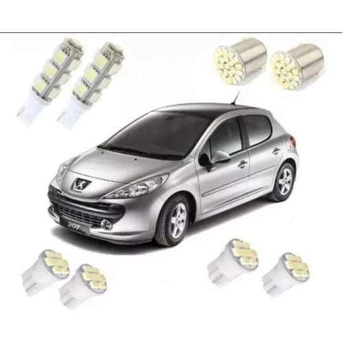 Kit Lampadas Led Peugeot 206 207 Meia Luz Placa Ré Teto