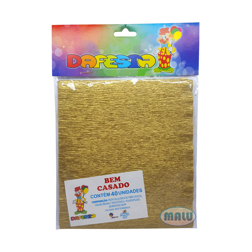 Embalagem Crepom Bem Casado Ouro c/40 - Dafesta