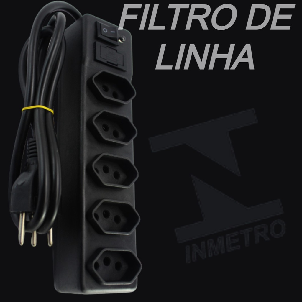Filtro de linha Padrão inmetro Extensão c/ 5tomadas em Oferta na Shopee
