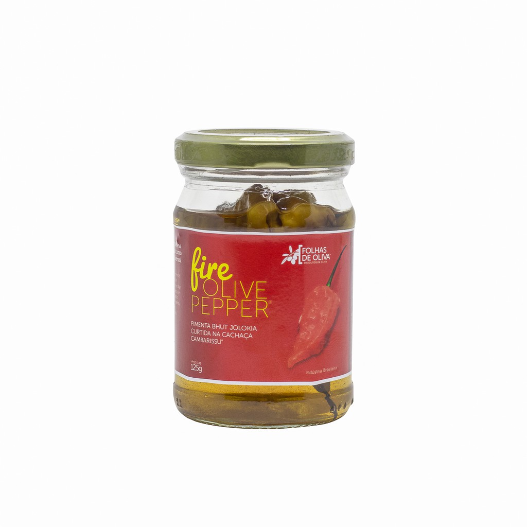 Pimenta Bhut Jolokia curtida na cachaça Cambarissu Folhas de Oliva - 125g