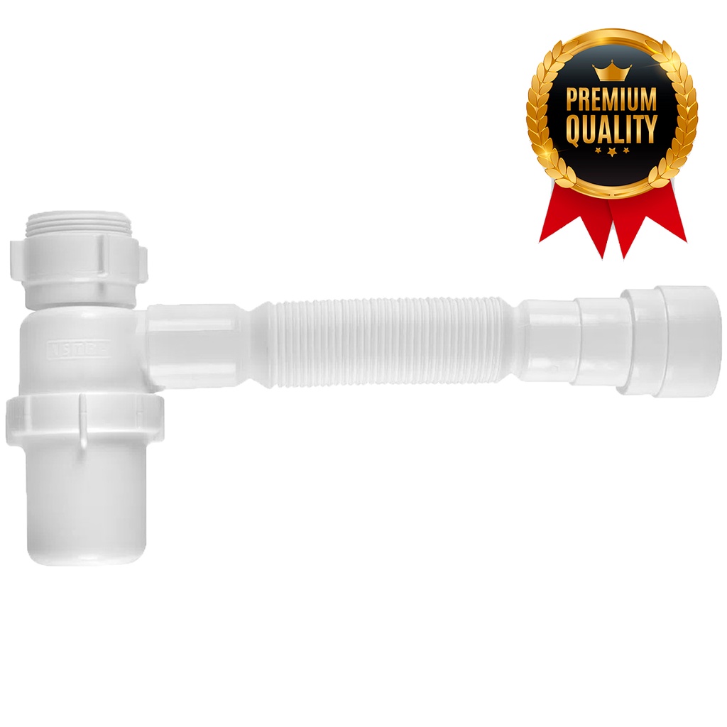 Sifao Cano Sanfonado Flexivel Tubo Branco Universal com Copo Astra