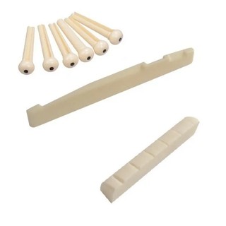 Rastilho E Pestana Nut De Osso Para Violão Aço + Pinos Kit
