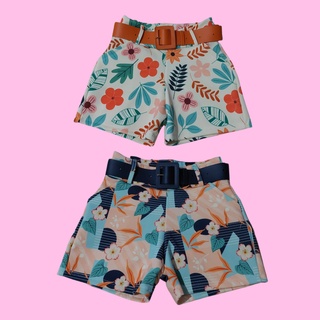Kit 02 Short Infantil Feminino Com Cinto do 4 ao 12 Anos Infanto Juvenil