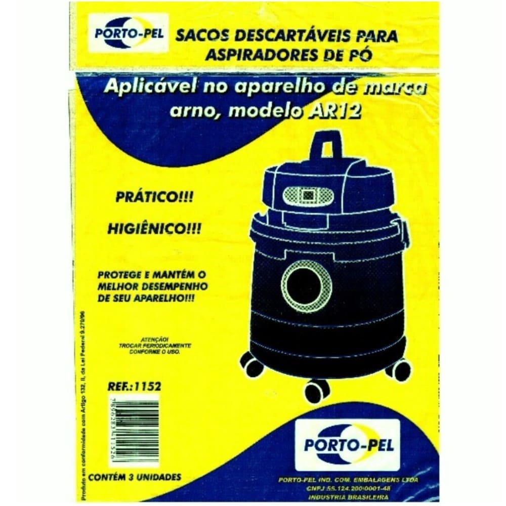 Saco Desc Aspirador De Pó Arno Ar12 / H2PO Água E Pó Com 3 Unidades Portopel