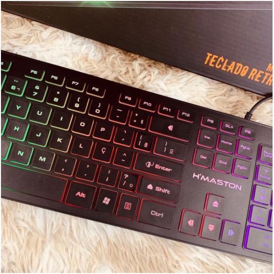 Teclado Gamer Retroiluminado, Ótimo Jogos, H'maston Ak-200, Possui Luzes no Teclado Inteiro, Teclas Iluminadas Jogar Até no Escuro — R$ 180,00 em Shopee