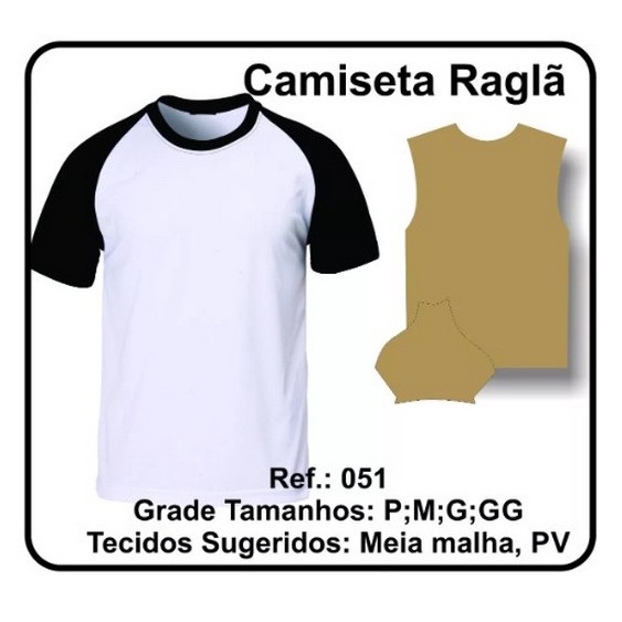 Kit Moldes Camiseta Raglan Modelagem Para Confecção
