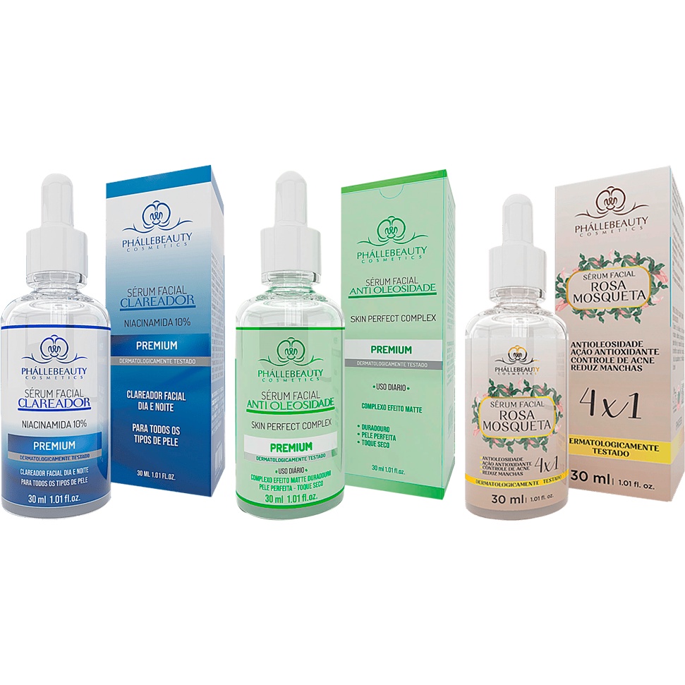 Kit Pele Perfeita com 3 Séruns Faciais PhálleBeauty - Beauty