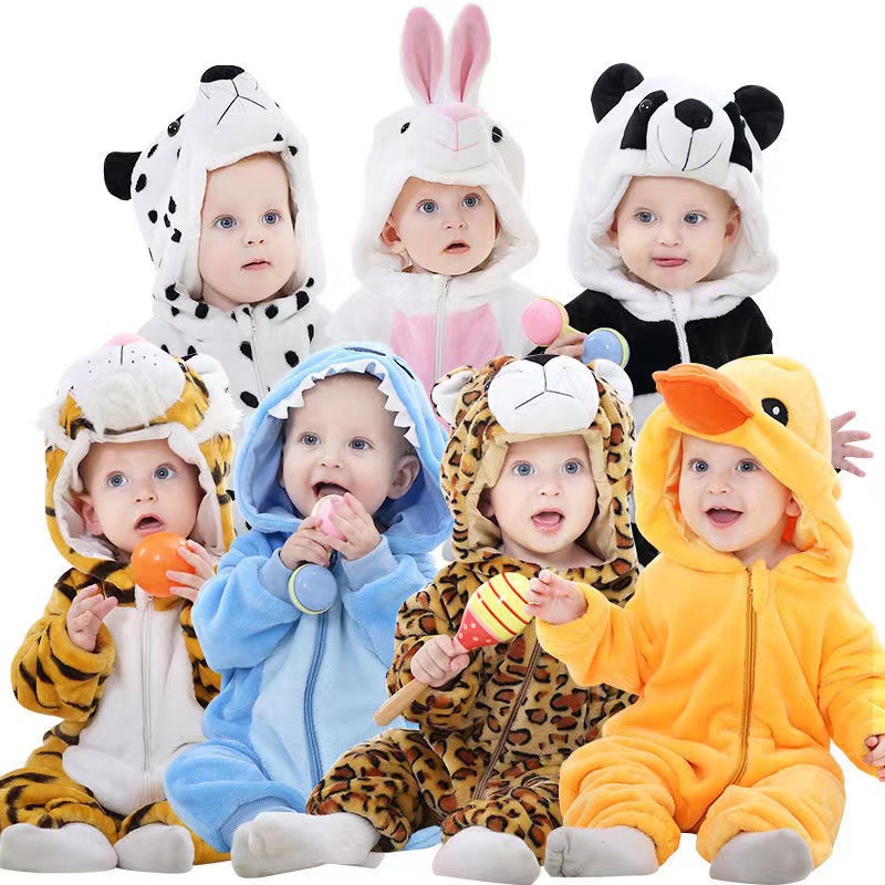 Macacão De Bebê Recém-Nascido Kigurumi Meninos Meninas Pijama Animal Dos Desenhos Animados Com Capuz Ponto Tigre Trajes Da Criança Roupas Cosplay
