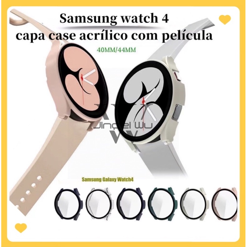 Samsung Watch 4 5 tamanho 40 44 capinha de Acrílico com película para relógio smartwatch 2 em 1 NAO INCLUSO ROLOGIO