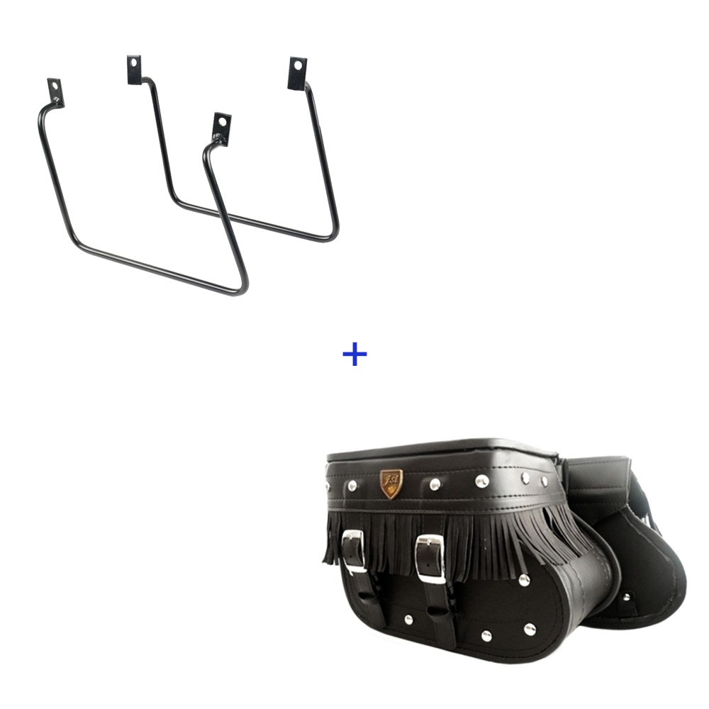 Kit Viagem Vulcan 650 Afastador + Alforge Lateral Botinha 18 Litros C/ Franjas