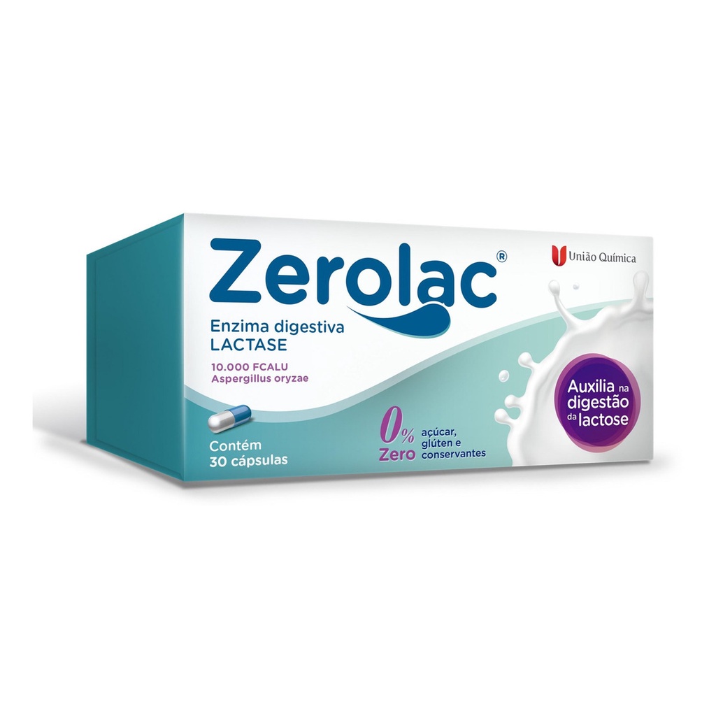 Zerolac Enzima Lactase 10.000 30 Caps Original Zero Açúcar