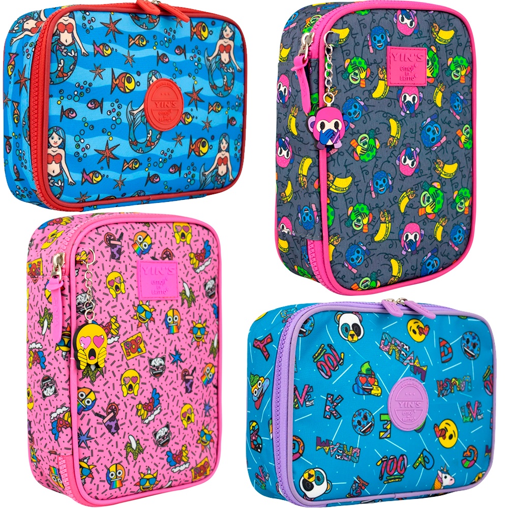 Estojo Box De Nylon Brilhoso 100 Pens Grande Estampado em Oferta na Shopee