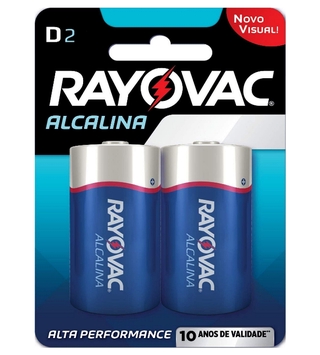 Pilha Alcalina Tamanho D Grande Cartela C/2 Alta Performance 20220 Rayovac