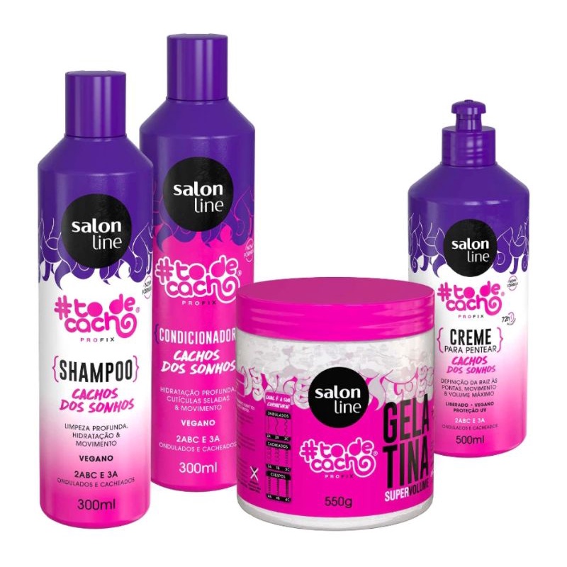 Kit Cachos Dos Sonhos Gelatina Super Volume Salon Line Shopee Brasil