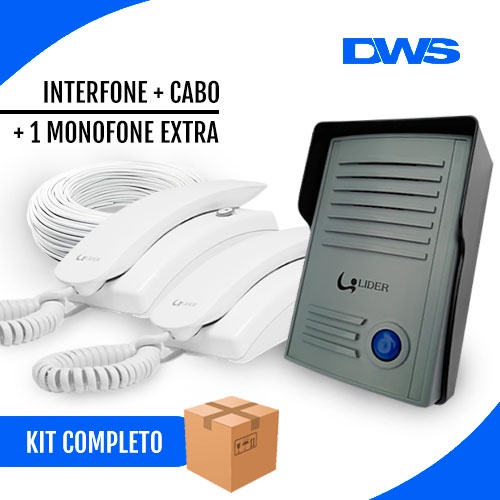 KIT PORTEIRO ELETRONICO LR521 + LR2015 + 20 CABO 4 VIAS