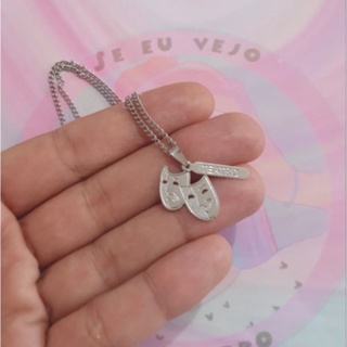 Colar Teatro aço inox artes cênicas atriz pingente gargantilha corrente feminina profissão profissional em Oferta na Shopee
