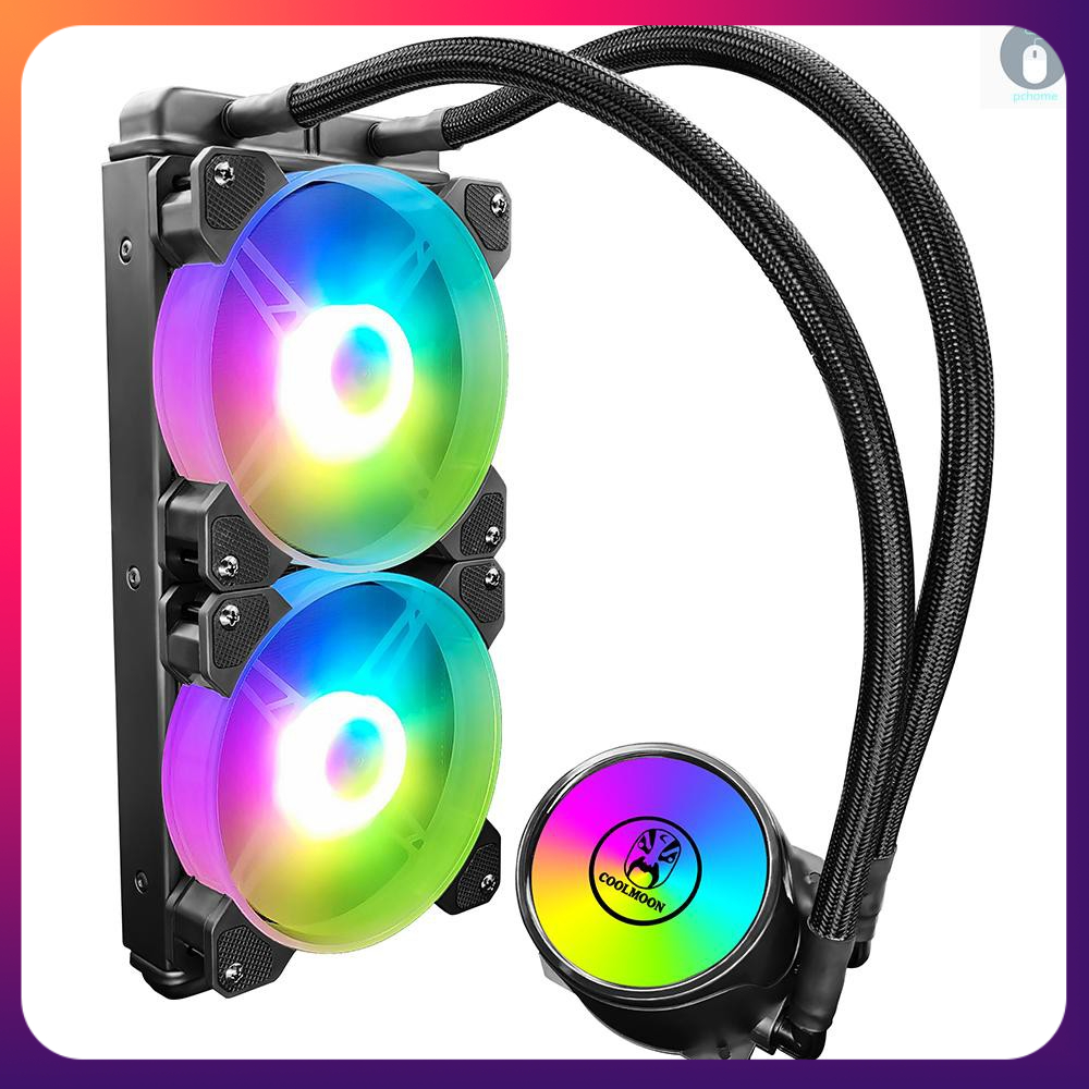 COOL MOON cold moon 240 One-piece PC Case Water Cooler with RGB 120mm Quiet Fans CPU Liquid Radiator for LGA775/115X/AM4/